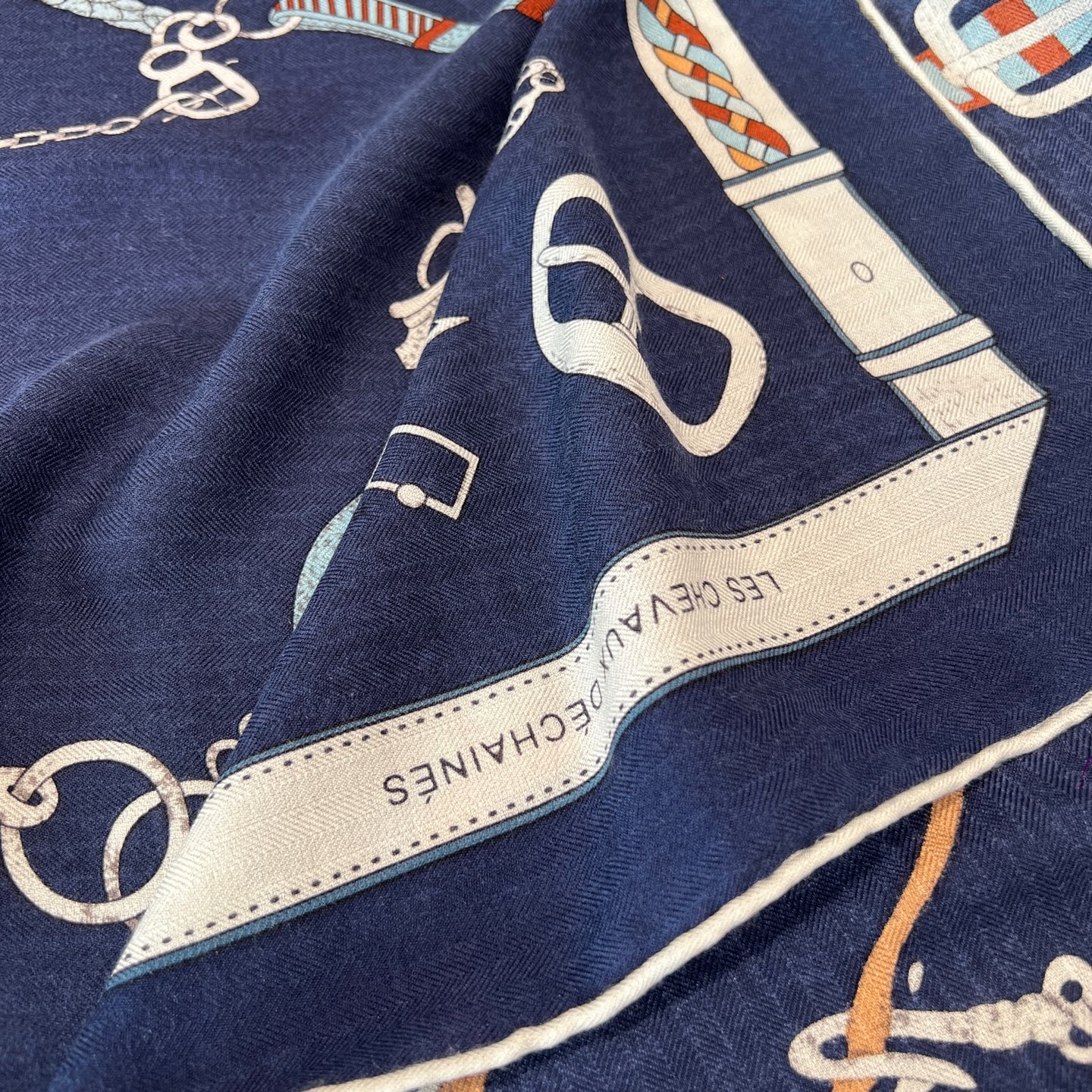 Hermes New 'Dancing Horses' Navy Blue Velvet Shawl - 136 x 137cm 7 i1739503037950 4251 0 5