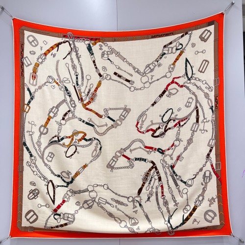 Hermes JUMPING HORSES Shawl 136x137cm 80% Cashmere 20% Silk Orange 1 Hermes JUMPING HORSES Shawl 136x137cm 80% Cashmere 20% Silk Orange