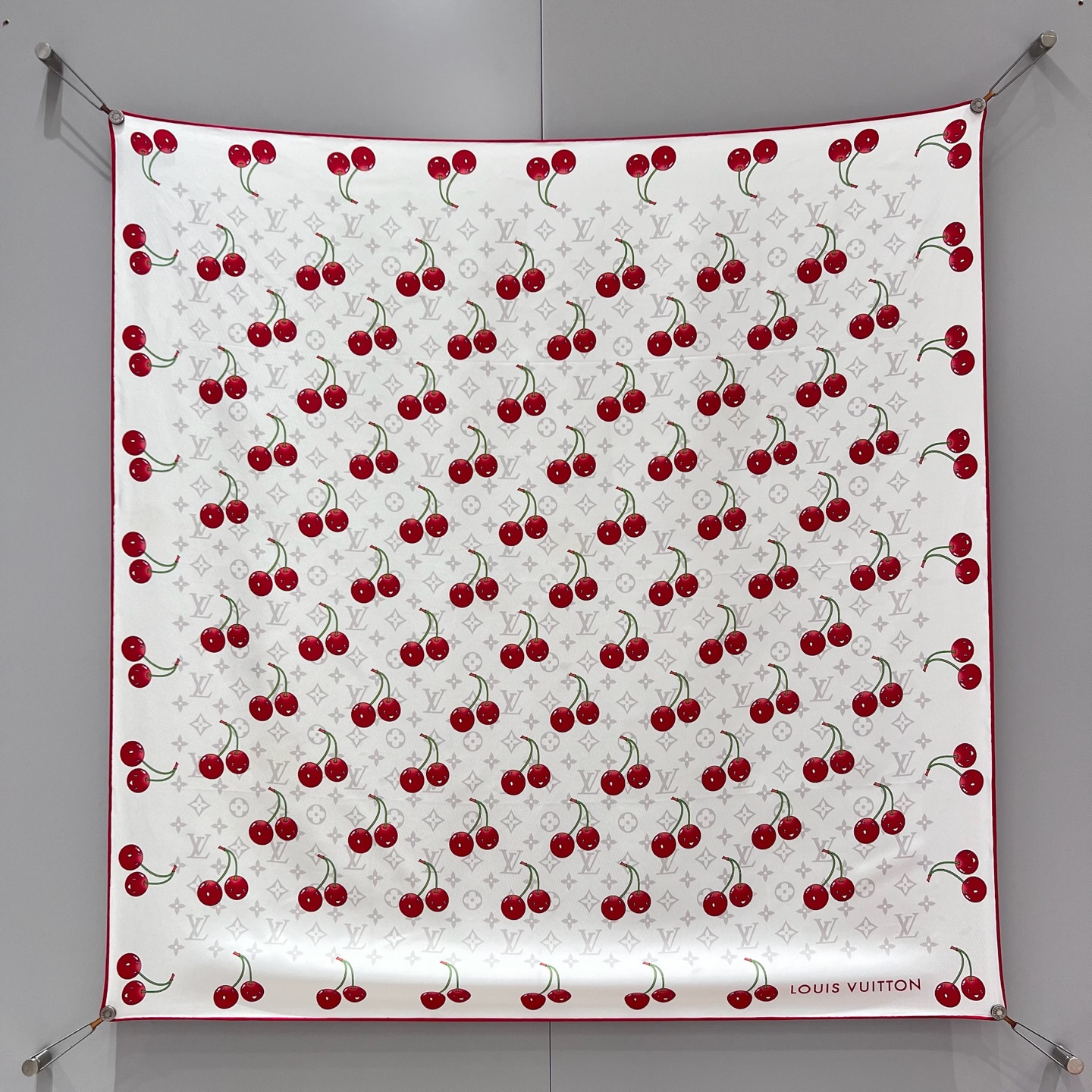 Louis Vuitton Cherry Monogram Silk Square Scarf - Limited Edition