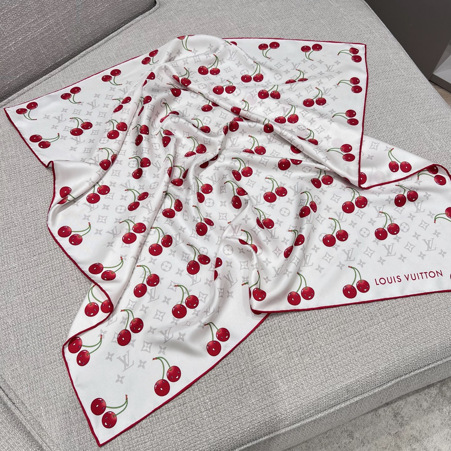 Louis Vuitton Cherry Monogram Silk Square Scarf - Limited Edition 10 i1749967190073 9736 0 8