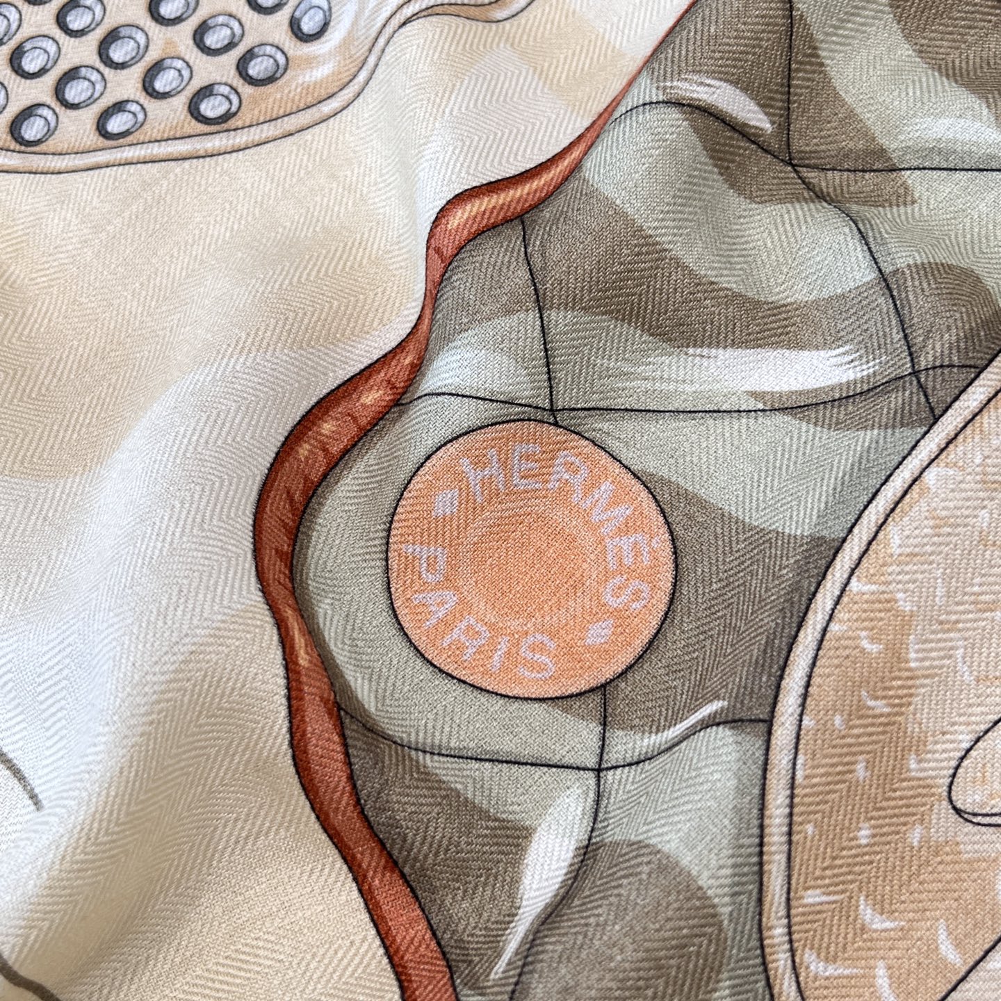 Шарф Hermès «Tous En Selle» Оранжевый Кашемир