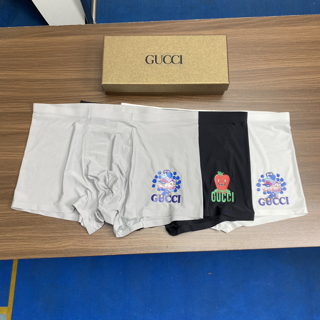  特别推出：2024款“G*U*l系列平角内裤~一盒三条冰丝贴身之物不能迁就，内裤一定要穿的舒服才行~腰