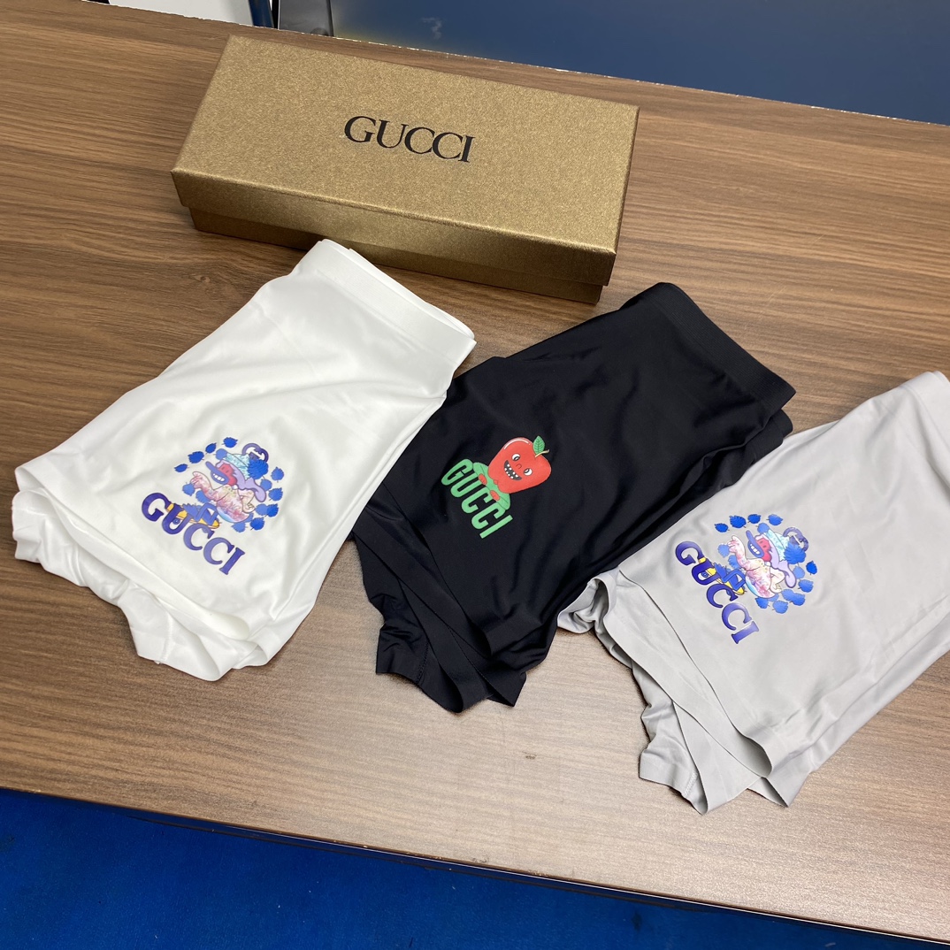  特别推出：2024款“G*U*l系列平角内裤~一盒三条冰丝贴身之物不能迁就，内裤一定要穿的舒服才行~腰