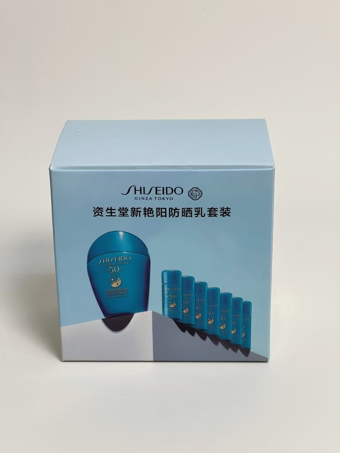 90. Set de protector solar Shiseido Blue胖子 1+7 🔜 versión Mingtong, alta calidad❗ 🇯🇵Shiseido/Shiseido protector solar…