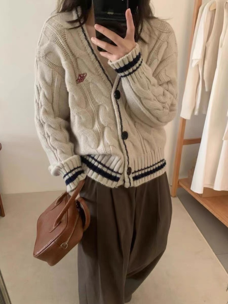 Vivienne Westwood Women's Wool Knit Cardigan Sweater with Orb Logo