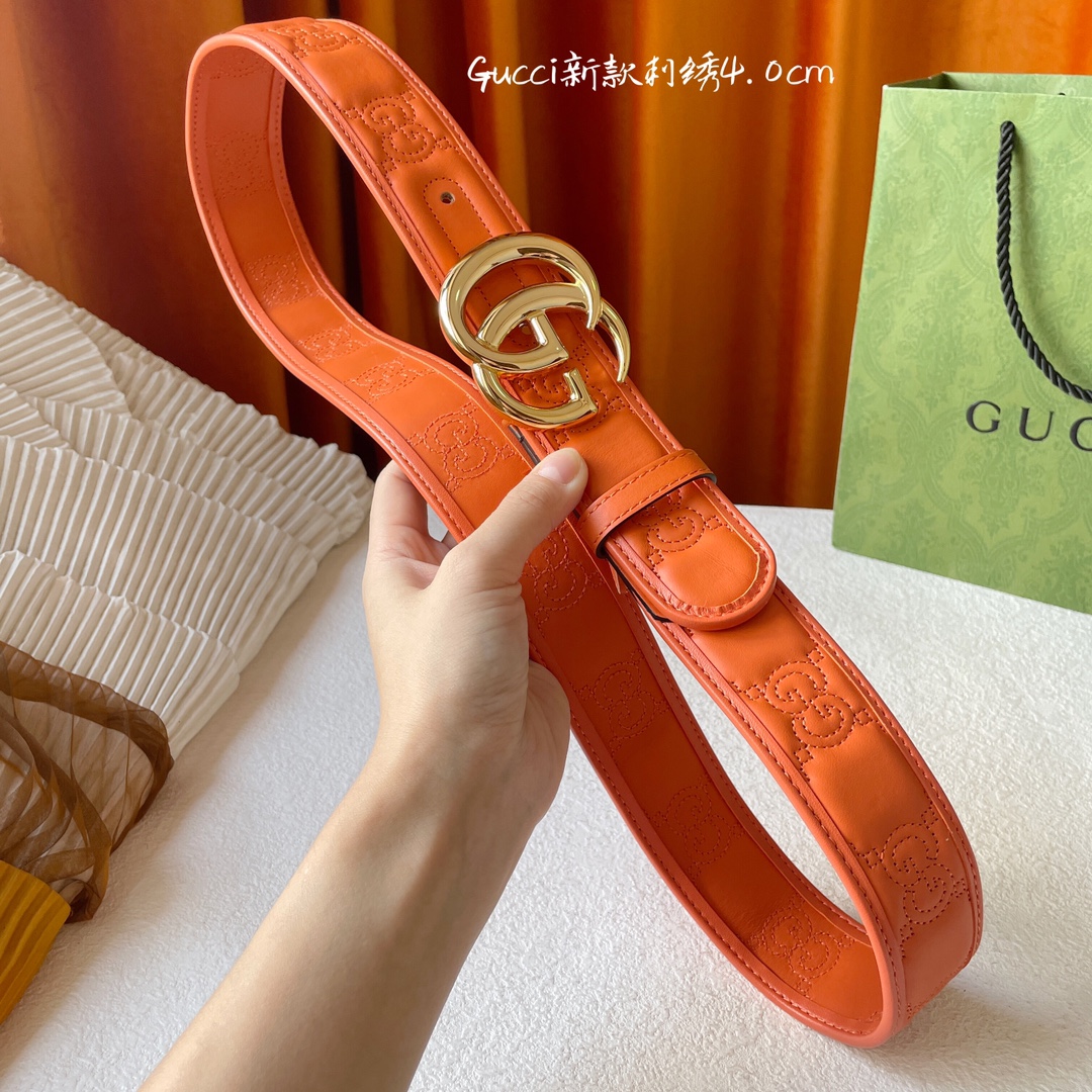 Gucci经典款面进口原厂压花搭配原厂皮底精品钢扣宽4.0Cm潮流大方时尚百搭