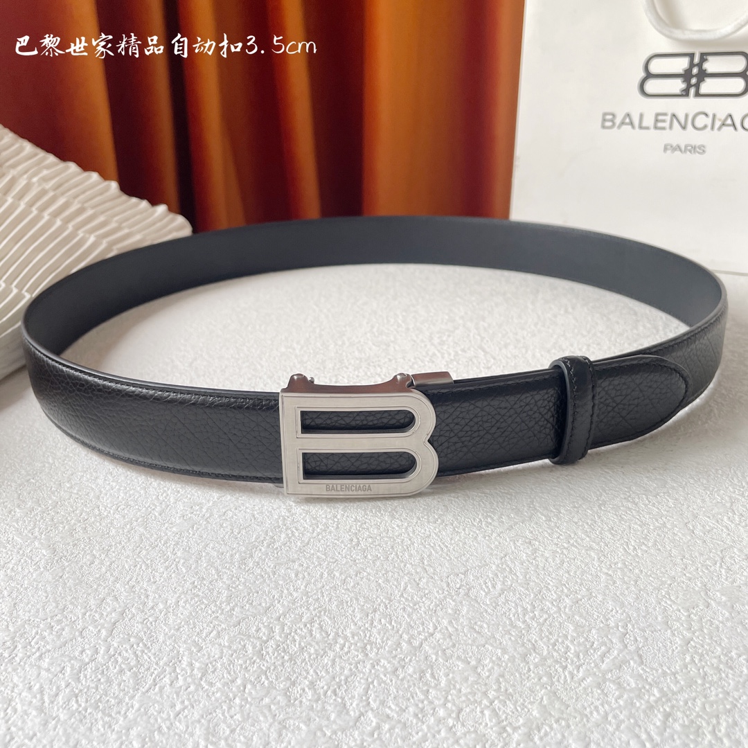 BALENCIAGA巴黎世家新款时尚腰带新款压花皮自动带配上复古经典扣时尚百搭宽度3.5cm