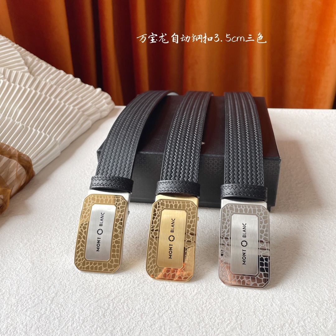 [Montblanc Belts]Montblanc automatic steel buckle 3.5cm three-color