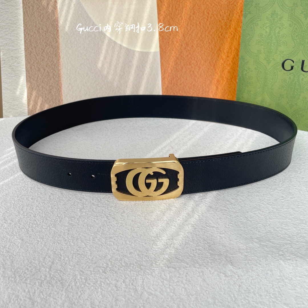 Gucci经典原单品质猪皮纹搭配原单精品钢扣精工制作细节看图实物拍摄高端奢华宽度3.8cm
