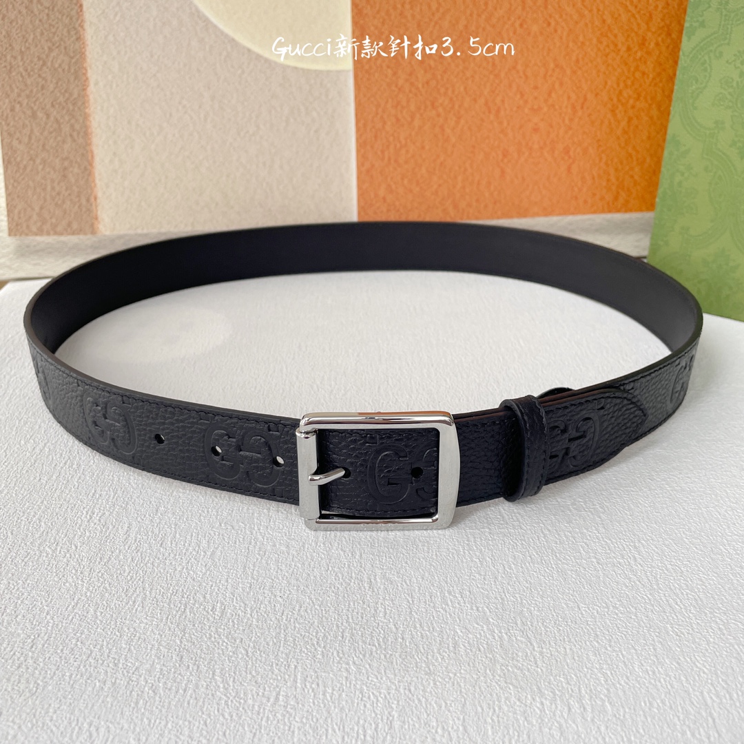 Gucci Classic Imported Calf Leather Belt, 3.5 cm Wide, Timeless Style. - 图片 5