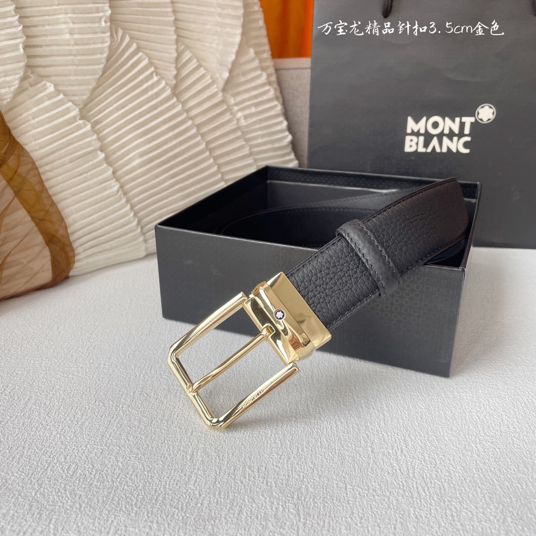 P170⛵️代购正品级【万宝龙】 Montblanc 男士腰带 专柜品质 家持续其一贯的高雅，绅士，精致的风格，原厂皮料 进口小牛皮。手感细腻柔软。纯铜精品，男士必备！宽度：3.5cm