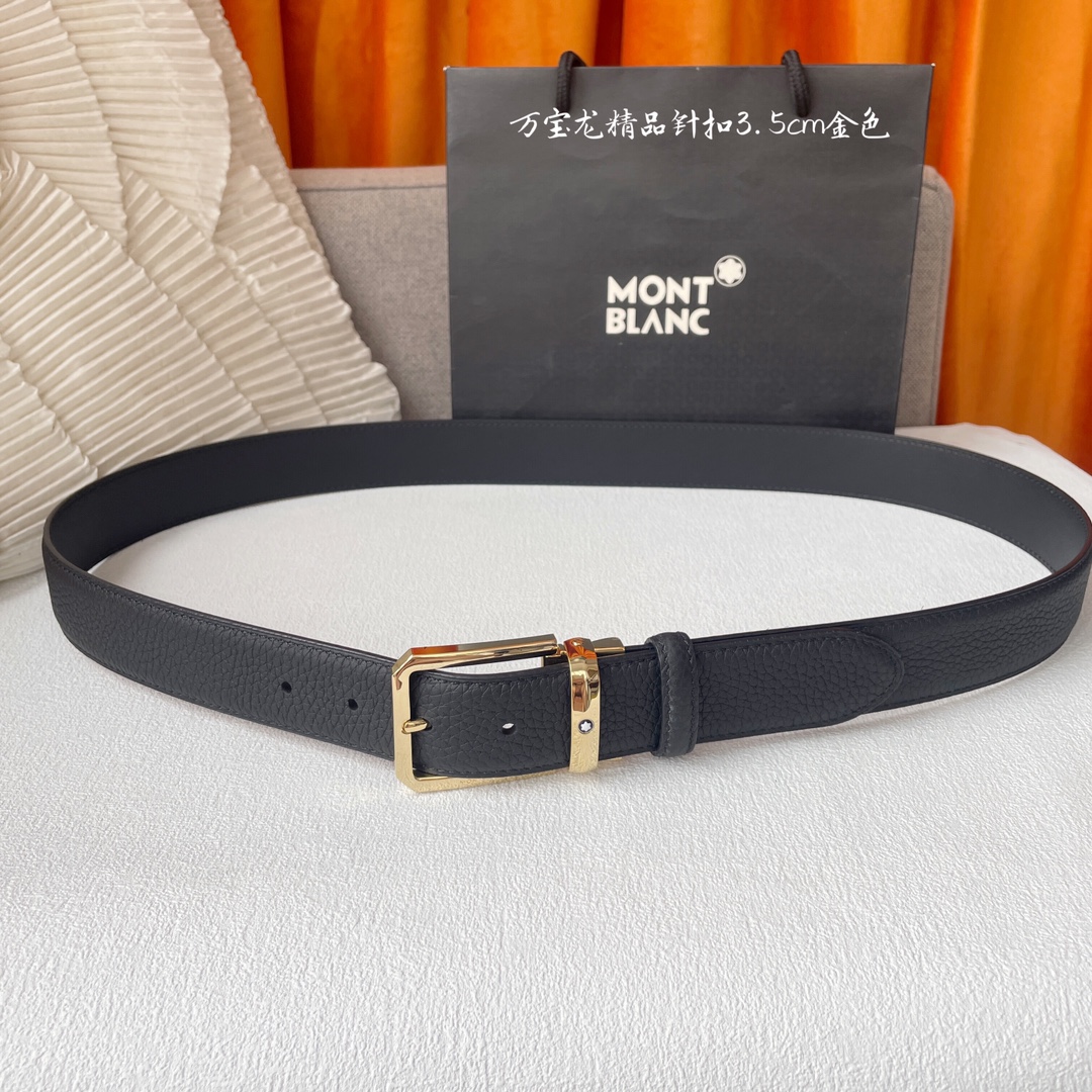 P170⛵️代购正品级【万宝龙】 Montblanc 男士腰带 专柜品质 家持续其一贯的高雅，绅士，精致的风格，原厂皮料 进口小牛皮。手感细腻柔软。纯铜精品，男士必备！宽度：3.5cm