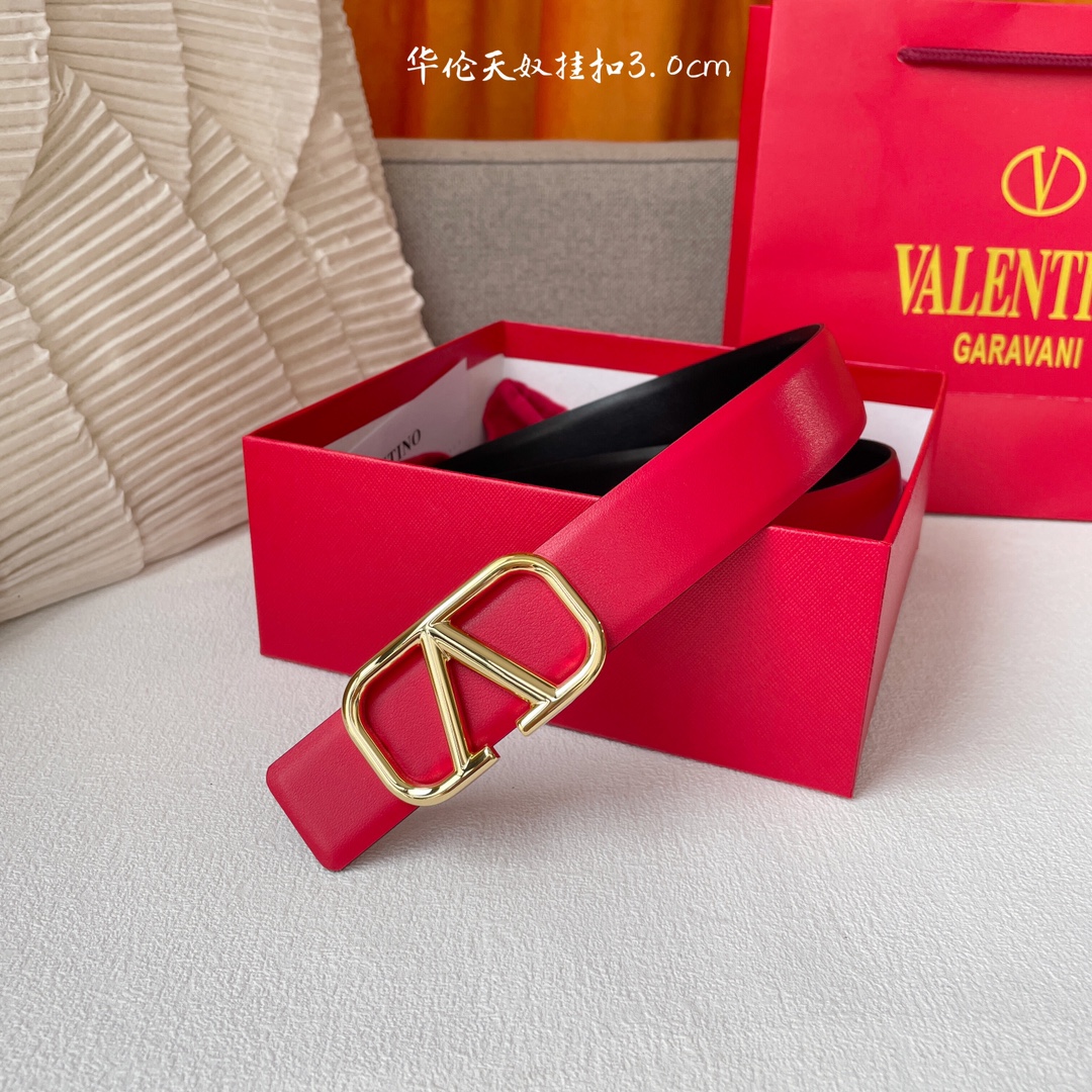 Fashionable 30mm Double-Faced Belt with Brass Button for Ms. Valentino - 图片 1
