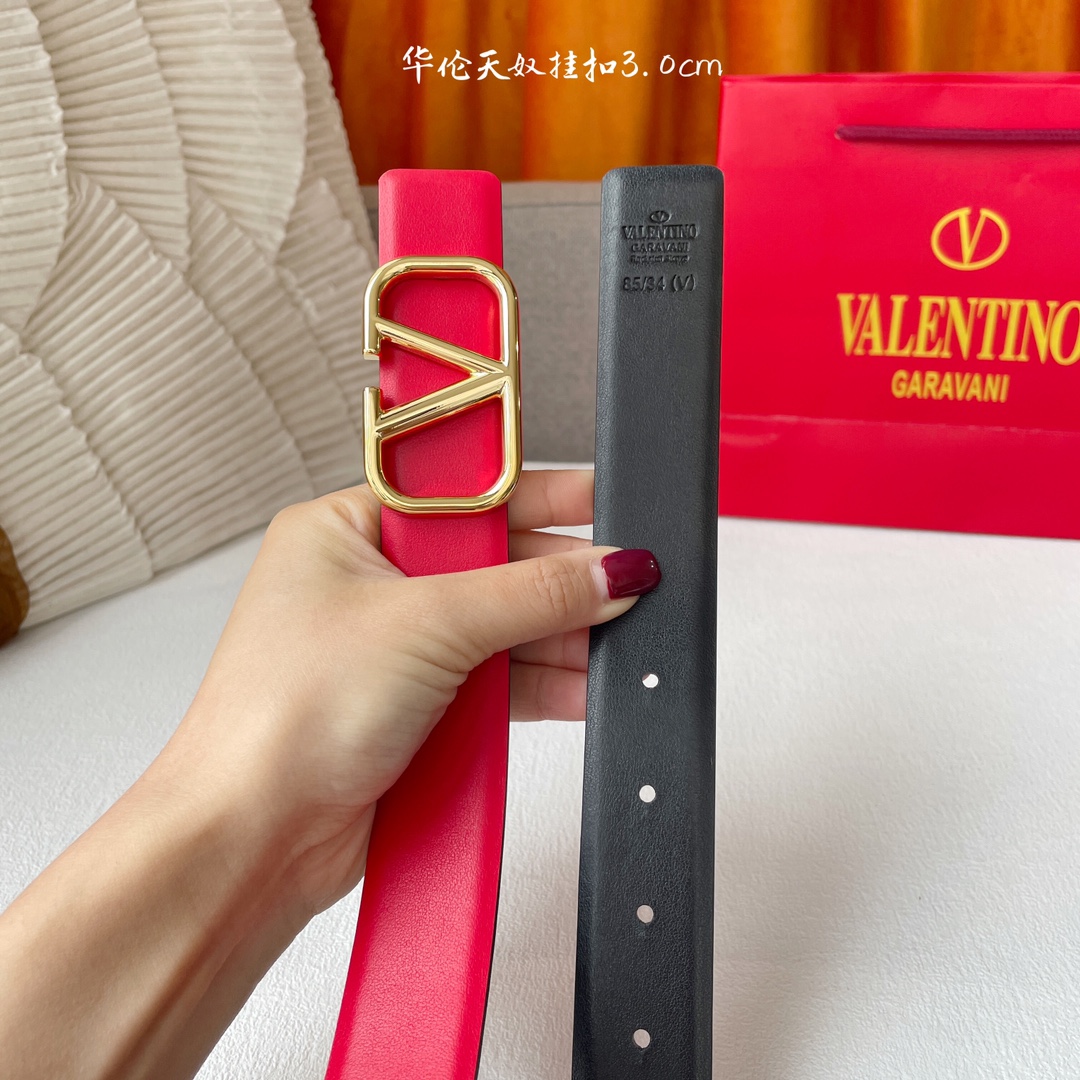 Fashionable 30mm Double-Faced Belt with Brass Button for Ms. Valentino - 图片 4