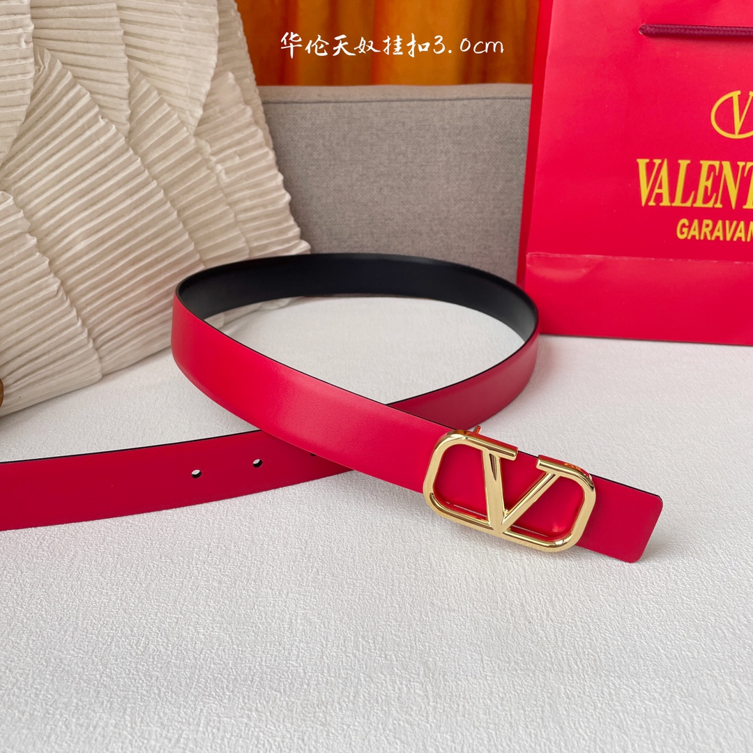 Fashionable 30mm Double-Faced Belt with Brass Button for Ms. Valentino - 图片 3