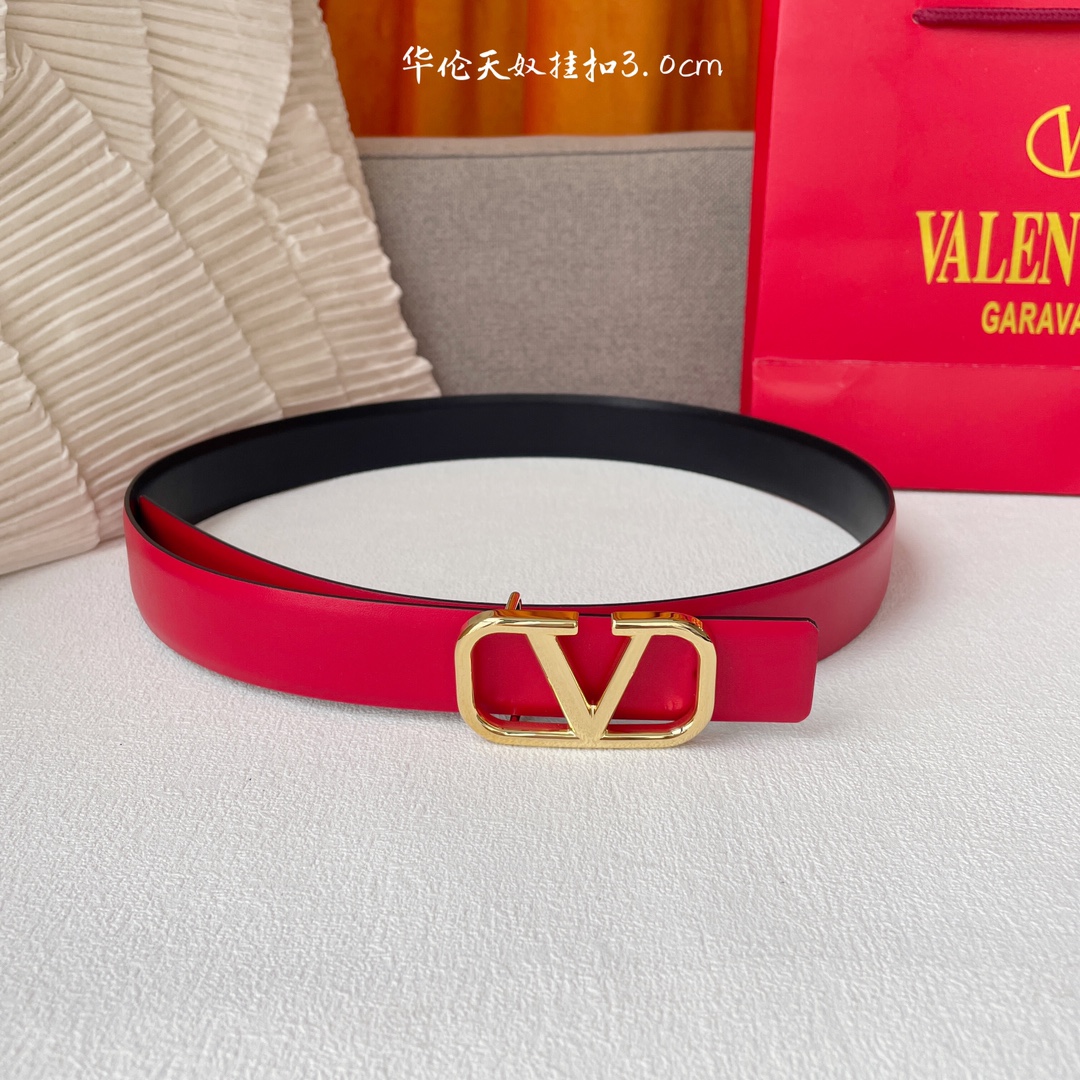 Fashionable 30mm Double-Faced Belt with Brass Button for Ms. Valentino - 图片 2