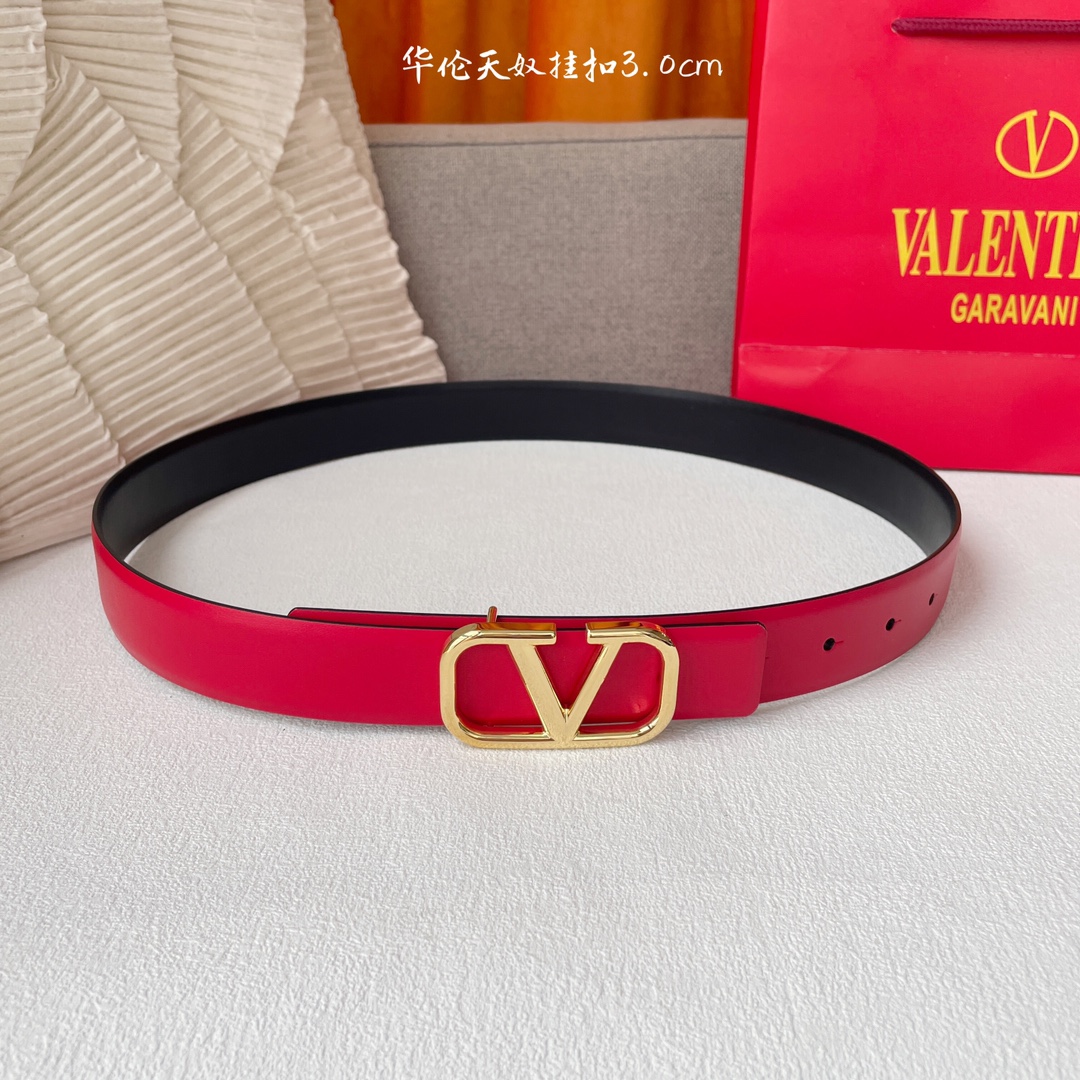 Fashionable 30mm Double-Faced Belt with Brass Button for Ms. Valentino - 图片 5