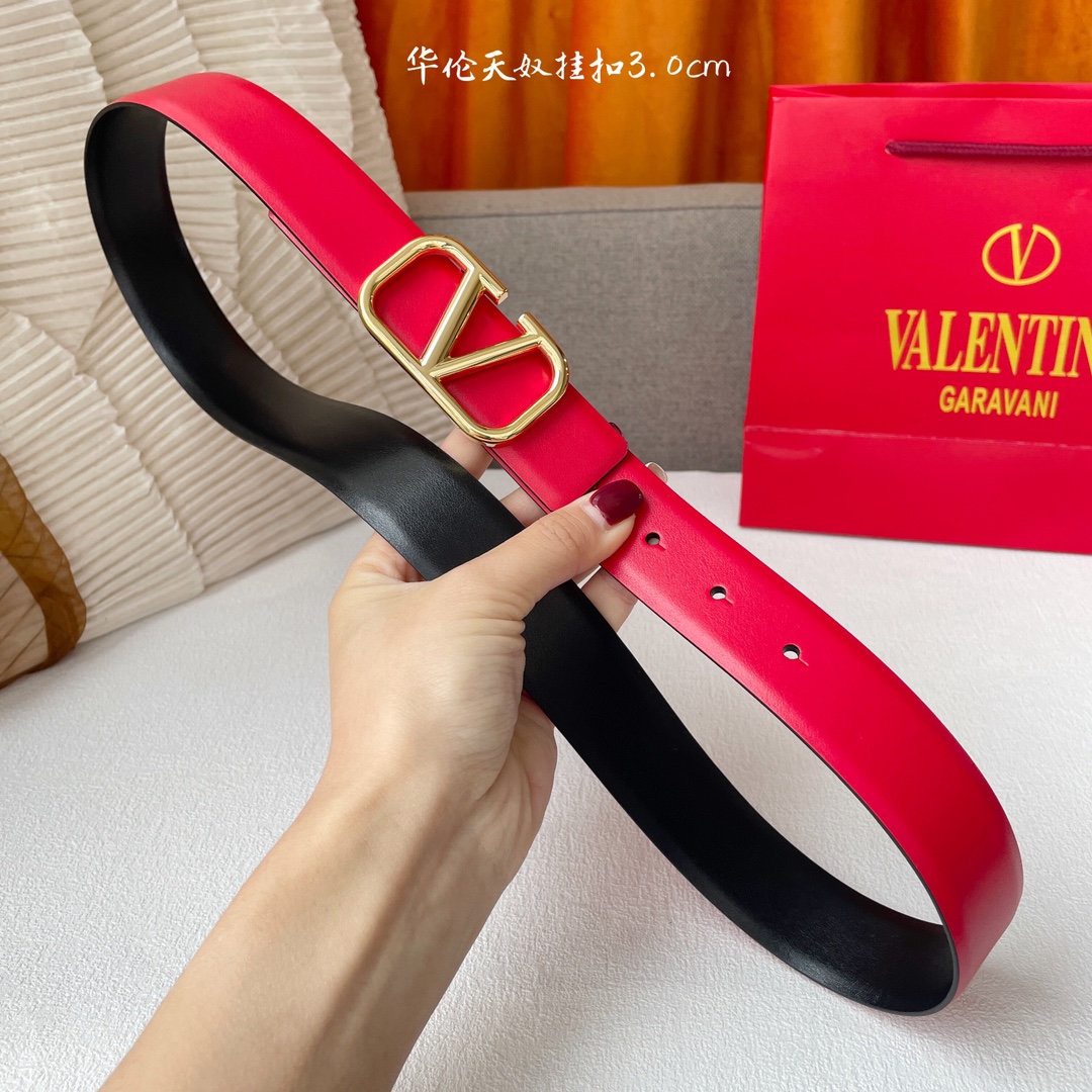 Fashionable 30mm Double-Faced Belt with Brass Button for Ms. Valentino - 图片 6