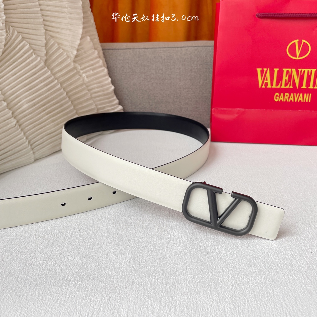 Fashionable Double-Faced Belt for Ms. Valentino with Brass Button - 图片 3