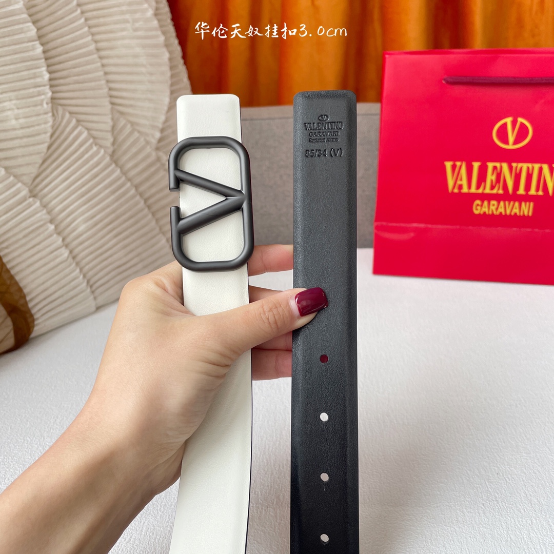 Fashionable Double-Faced Belt for Ms. Valentino with Brass Button - 图片 4
