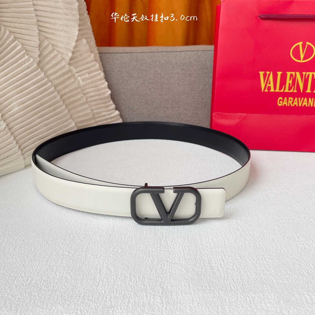 Fashionable Double-Faced Belt for Ms. Valentino with Brass Button - 图片 2