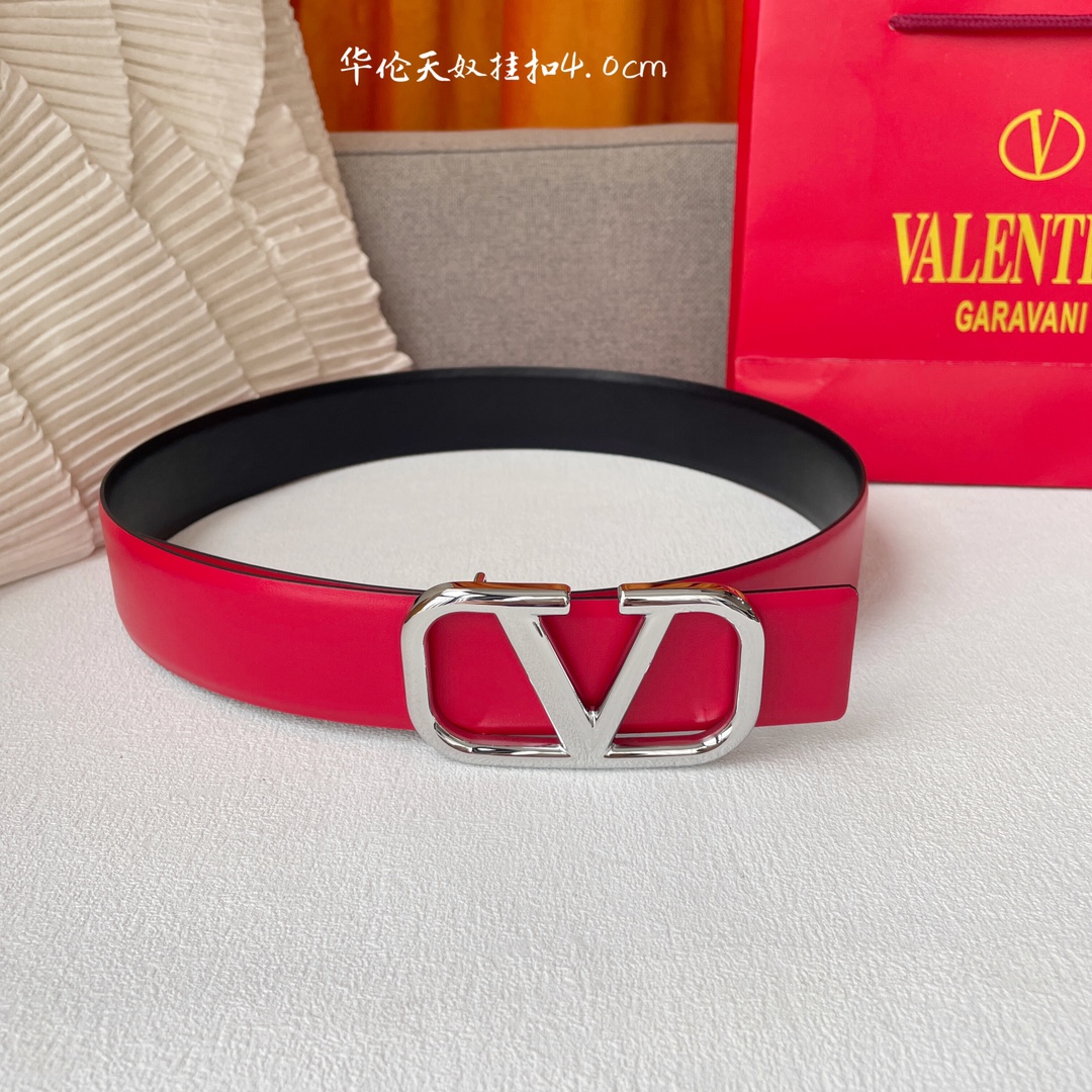 Valentino P336 Double-Faced Leather Belt with Copper Buttons: Classic Two-Tone Design - 图片 3