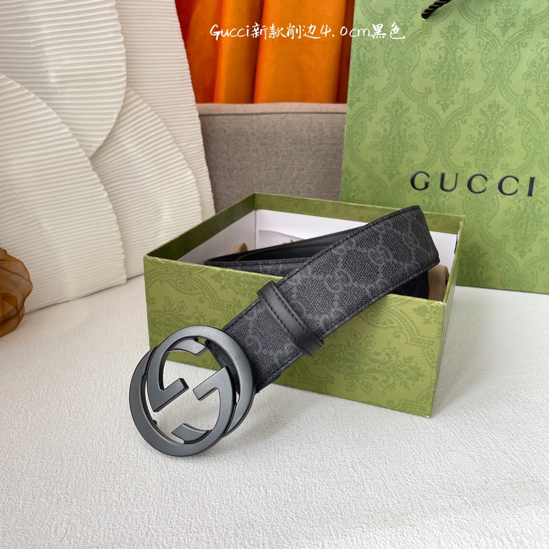Gucci经典款进口原厂印花面搭配原版皮底精品钢扣宽4.0Cm经典永不过时款潮流大方时尚百搭