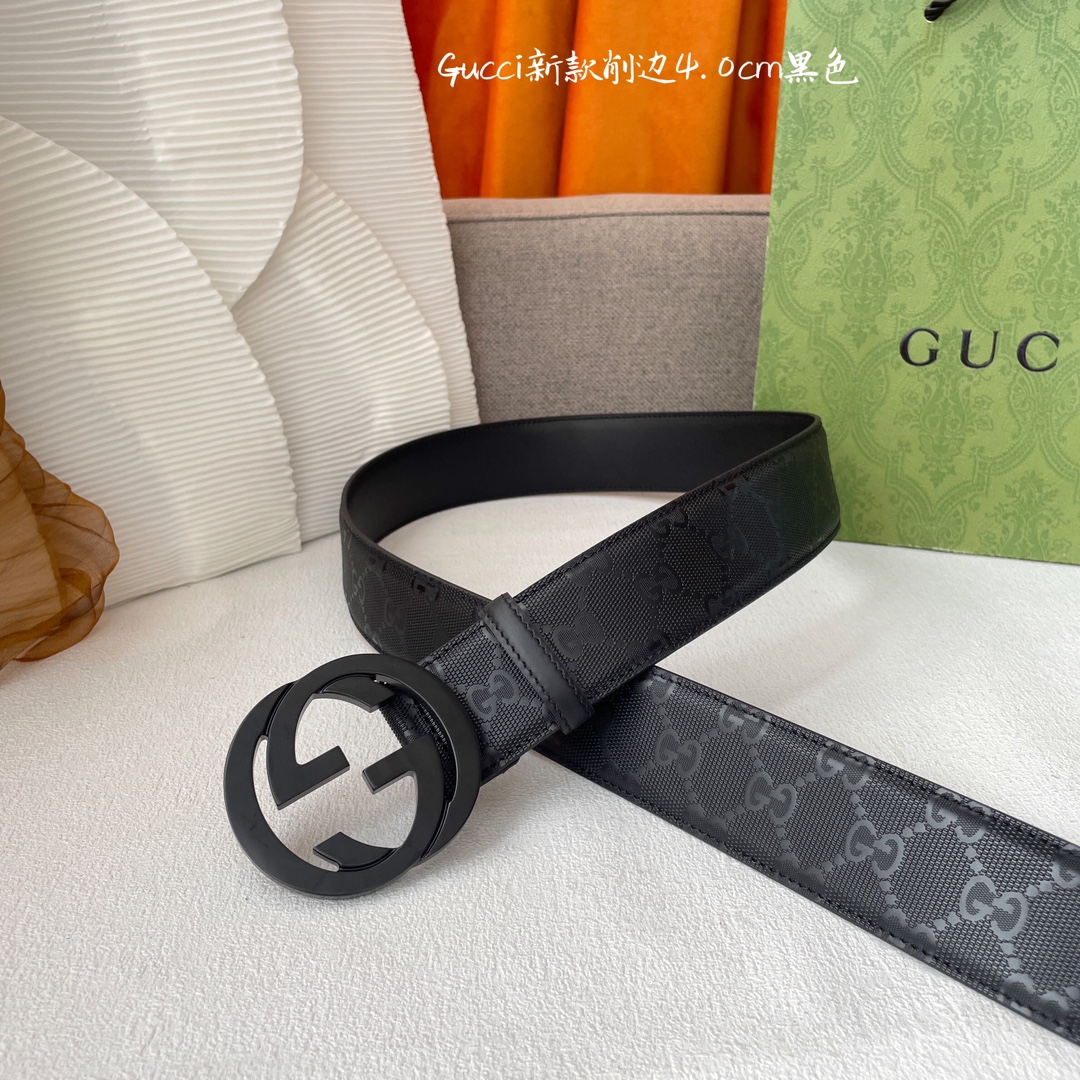 Gucci经典款进口原厂印花面搭配原版皮底精品钢扣宽4.0Cm经典永不过时款潮流大方时尚百搭