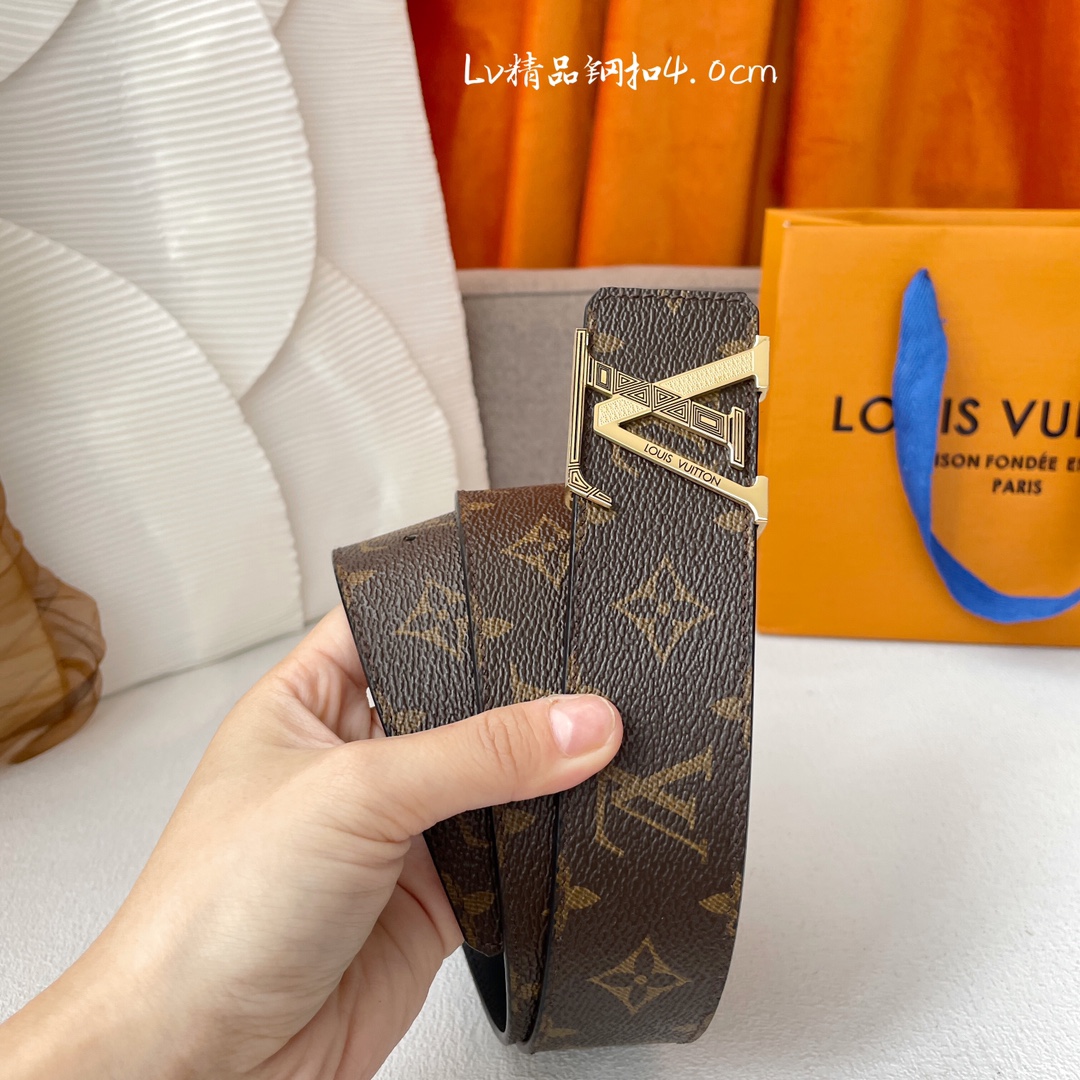 LV[正]原单品质经典印花面配原版平纹皮搭配原单精品扣精工制作细节看图实物拍摄高端奢华宽度4.0cm！