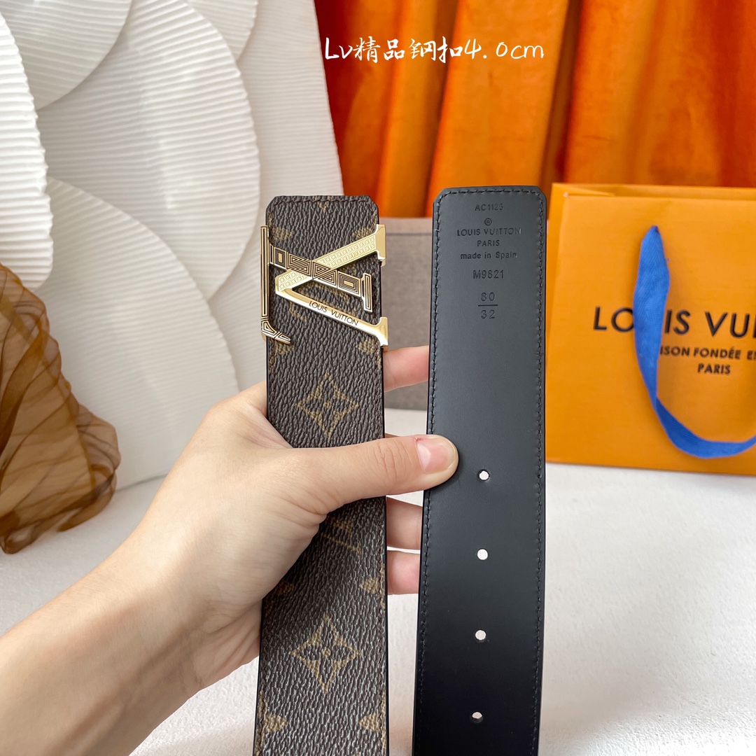 LV[正]原单品质经典印花面配原版平纹皮搭配原单精品扣精工制作细节看图实物拍摄高端奢华宽度4.0cm！