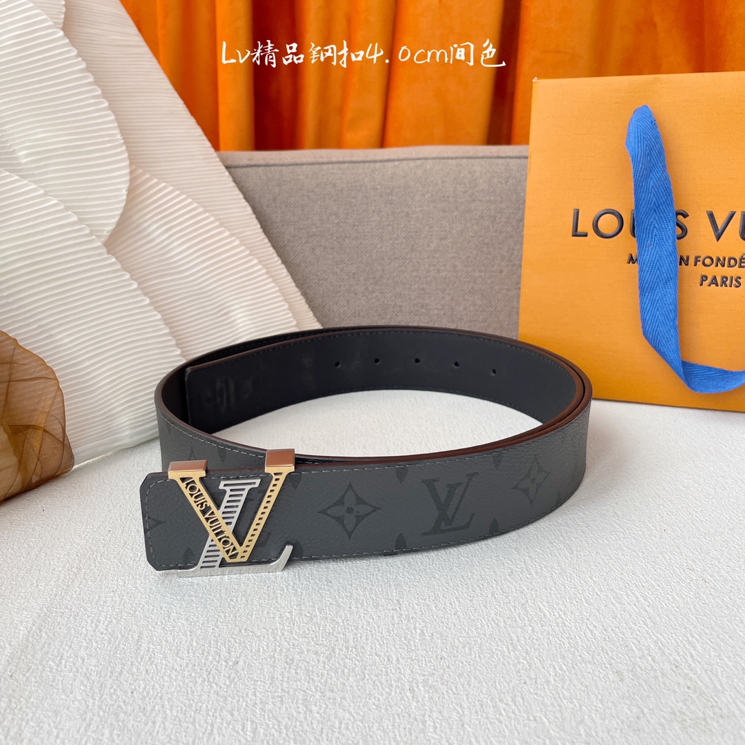 LOUIS VUITTON驴牌 经典原单品质 经典印花面配原版平纹皮 搭配原单精品扣 4 0cm