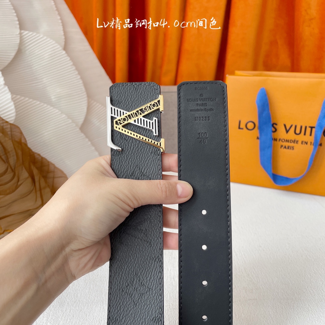 LOUIS VUITTON驴牌 经典原单品质 经典印花面配原版平纹皮 搭配原单精品扣 4 0cm