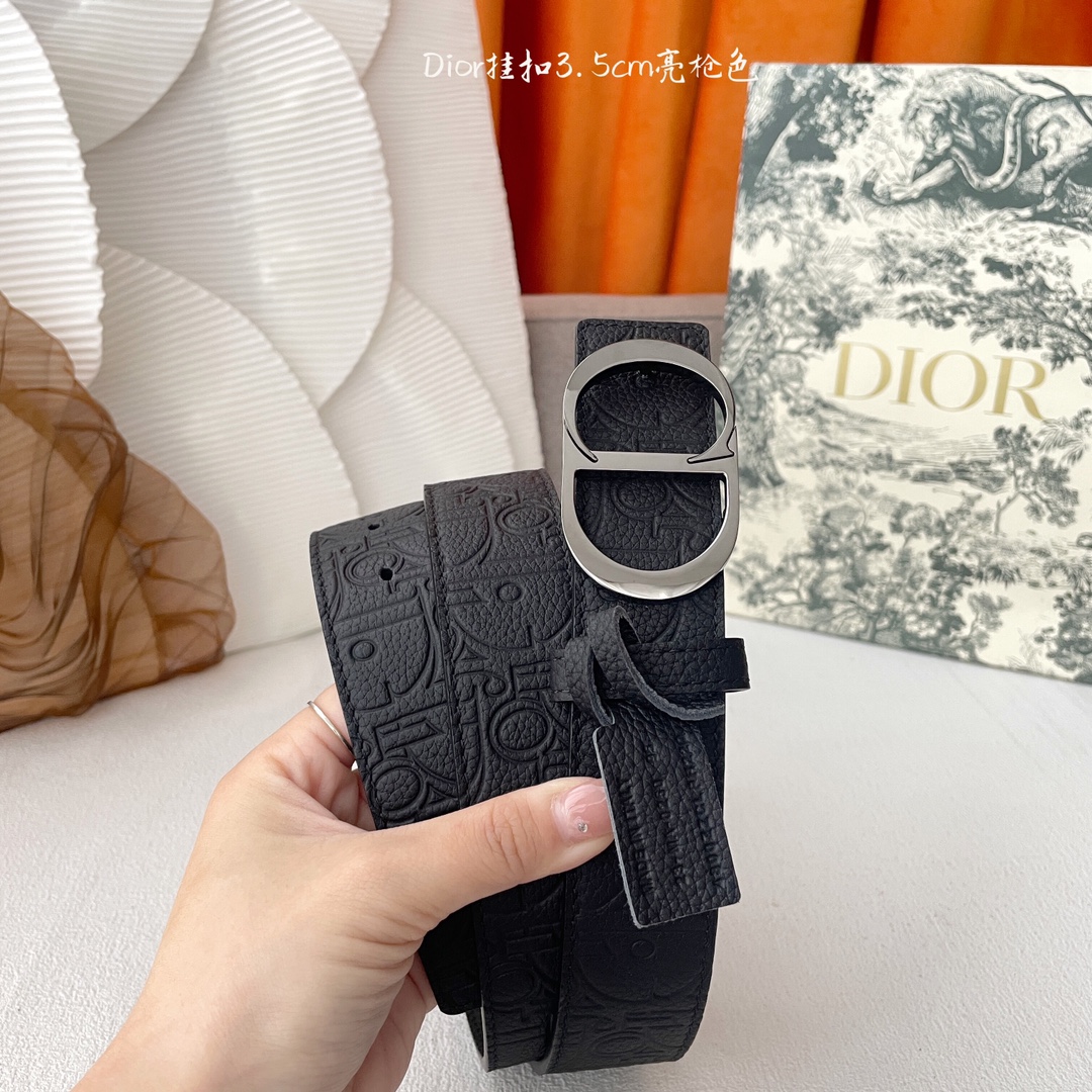 Ремень с пряжкой CD из натуральной кожи Dior