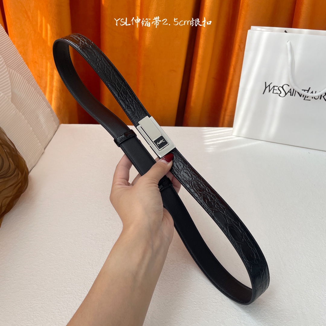 p210 顶级品质🎁配全套包装  Saint Laurent 圣罗兰女士腰带皮带 原厂真金电渡扣头,新款伸缩带可调节,意大利原厂皮,均码,宽2.5cm