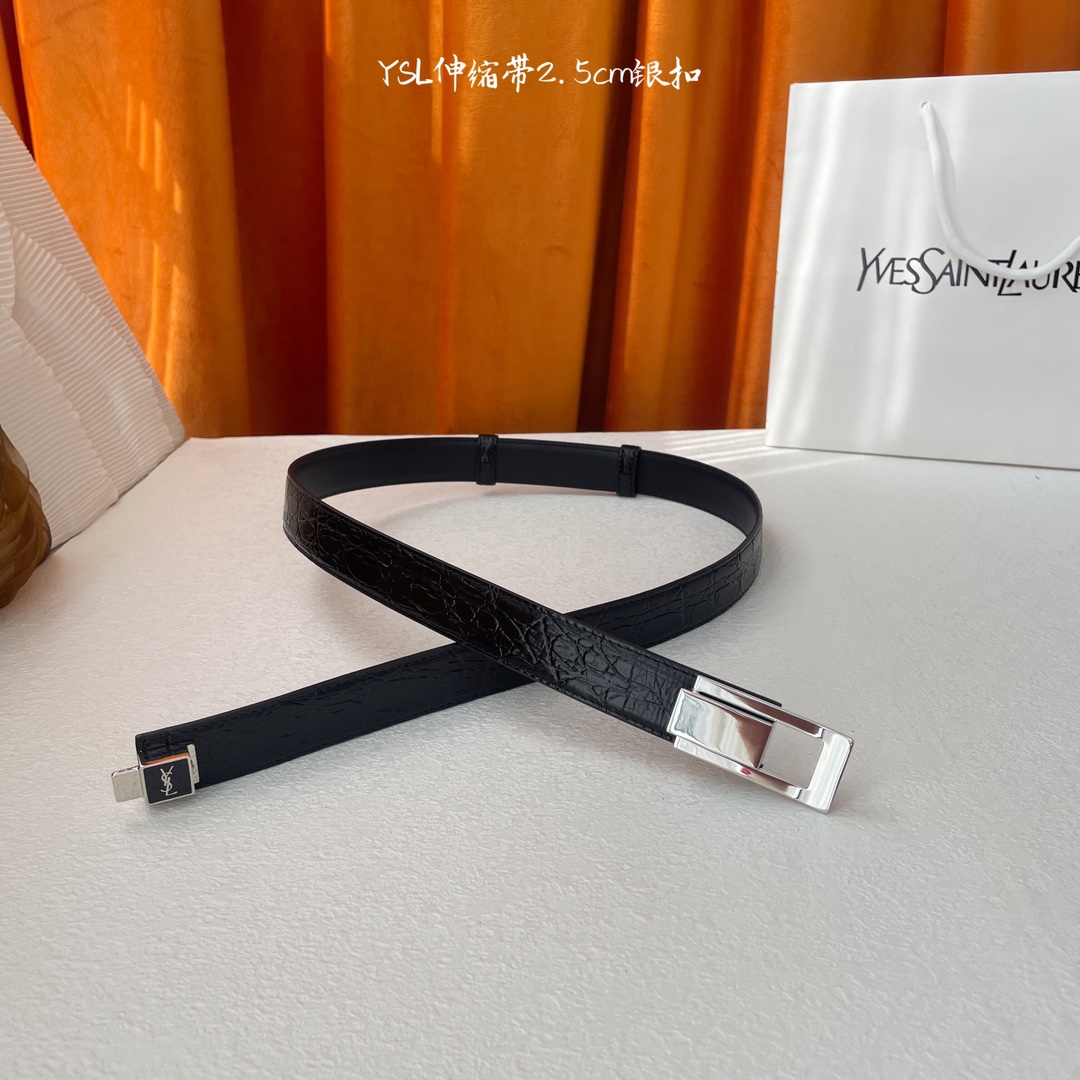 p210 顶级品质🎁配全套包装  Saint Laurent 圣罗兰女士腰带皮带 原厂真金电渡扣头,新款伸缩带可调节,意大利原厂皮,均码,宽2.5cm