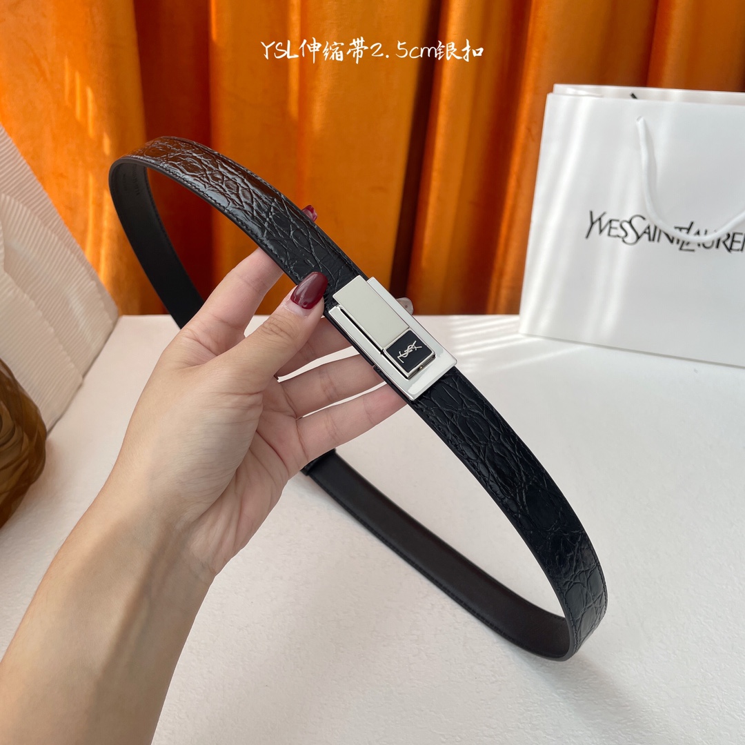 p210 顶级品质🎁配全套包装  Saint Laurent 圣罗兰女士腰带皮带 原厂真金电渡扣头,新款伸缩带可调节,意大利原厂皮,均码,宽2.5cm