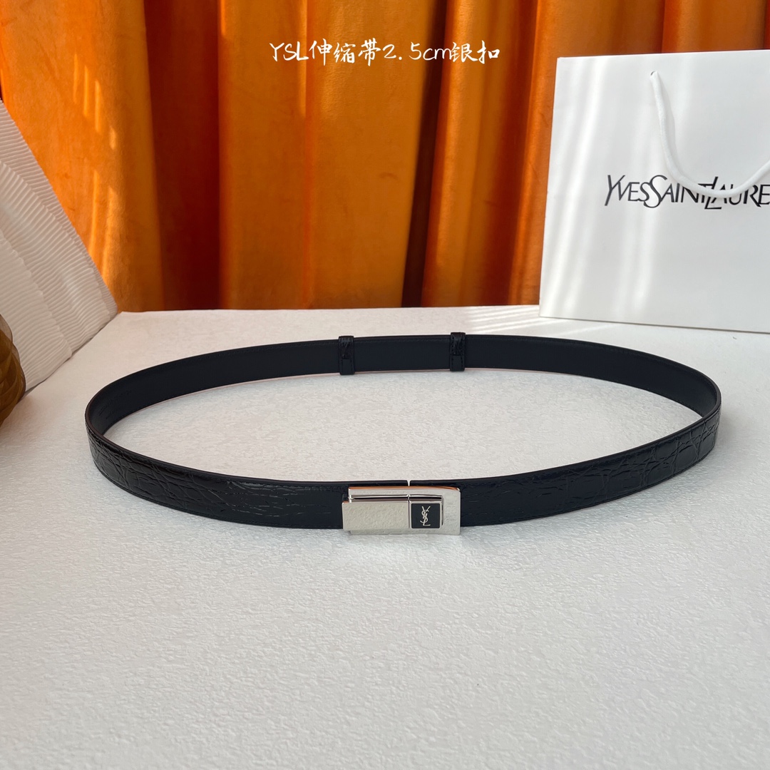 p210 顶级品质🎁配全套包装  Saint Laurent 圣罗兰女士腰带皮带 原厂真金电渡扣头,新款伸缩带可调节,意大利原厂皮,均码,宽2.5cm