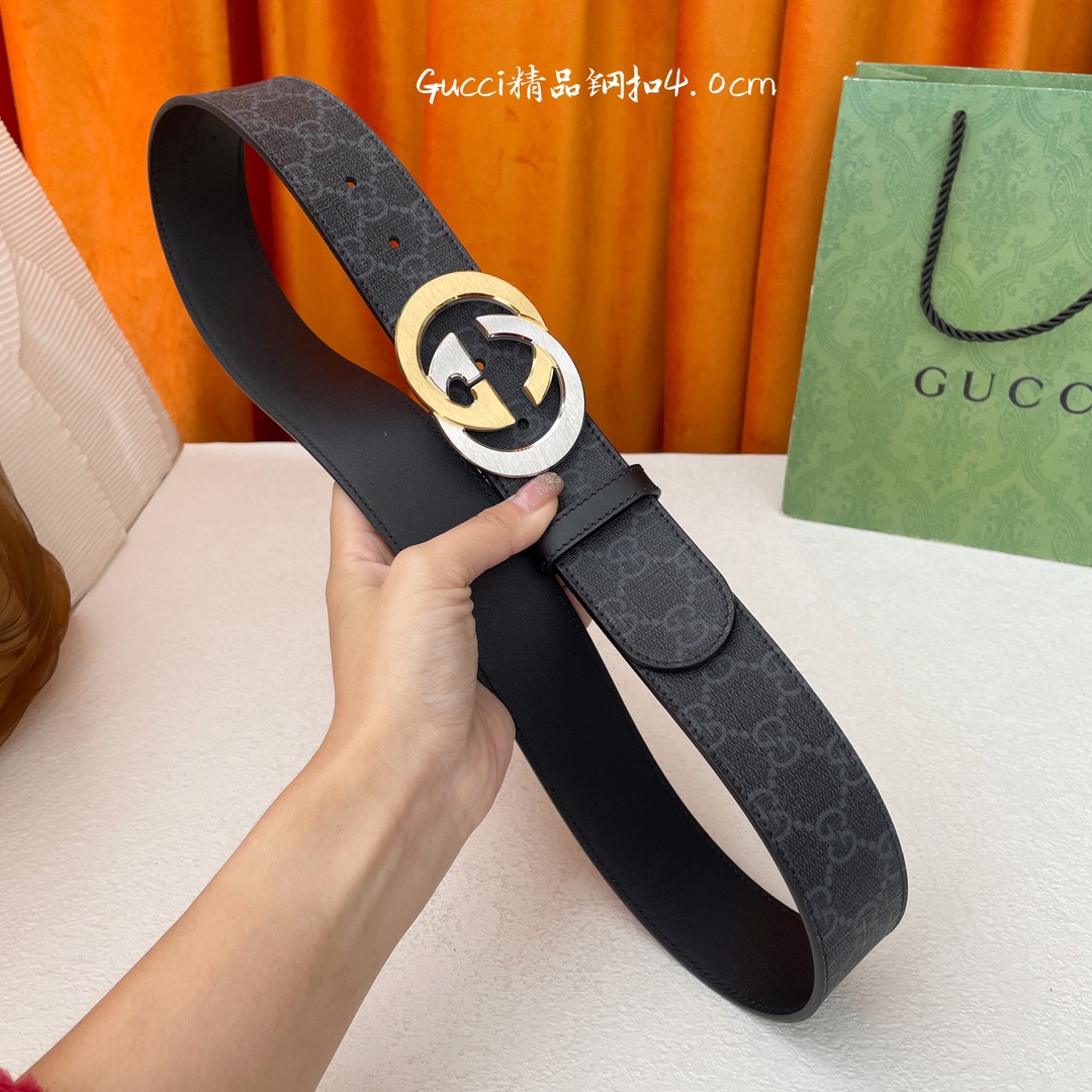 p200 顶级品质🎁配全套包装  Gucci 经典款进口原厂印花面 搭配原版皮底 精品钢扣 宽4.0 Cm  经典永不过时款 潮流大方 时尚百搭