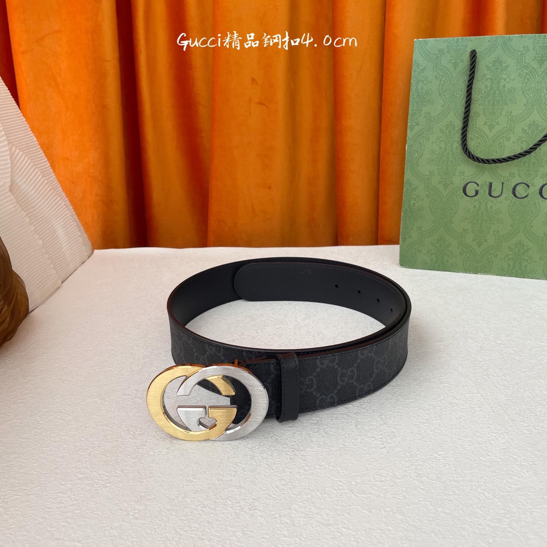 p200 顶级品质🎁配全套包装  Gucci 经典款进口原厂印花面 搭配原版皮底 精品钢扣 宽4.0 Cm  经典永不过时款 潮流大方 时尚百搭