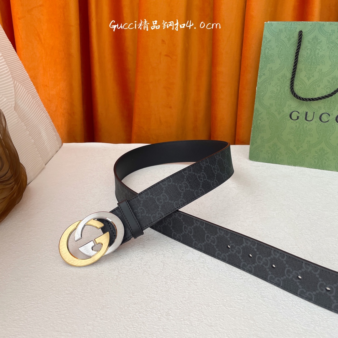 p200 顶级品质🎁配全套包装  Gucci 经典款进口原厂印花面 搭配原版皮底 精品钢扣 宽4.0 Cm  经典永不过时款 潮流大方 时尚百搭