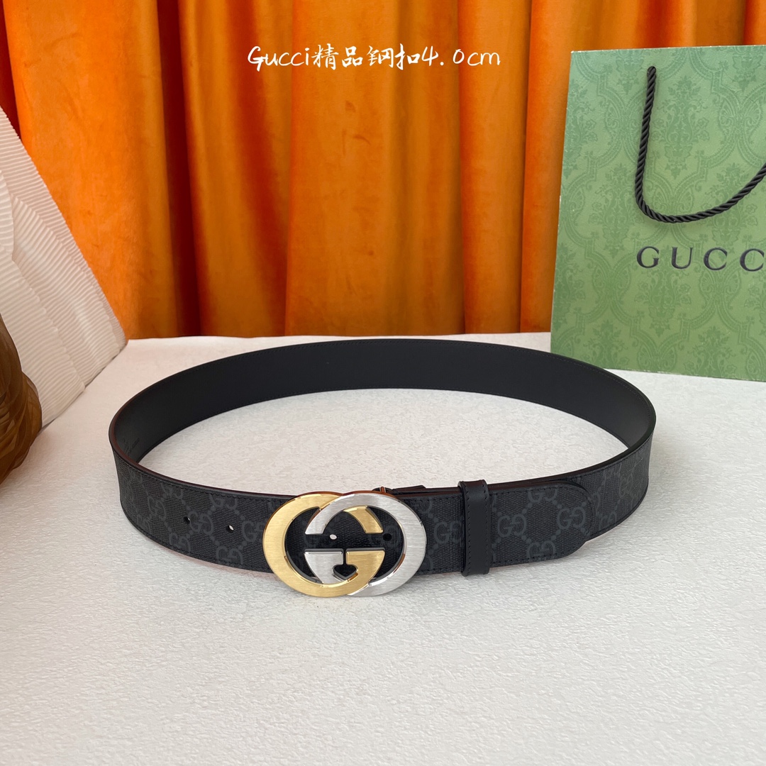 p200 顶级品质🎁配全套包装  Gucci 经典款进口原厂印花面 搭配原版皮底 精品钢扣 宽4.0 Cm  经典永不过时款 潮流大方 时尚百搭