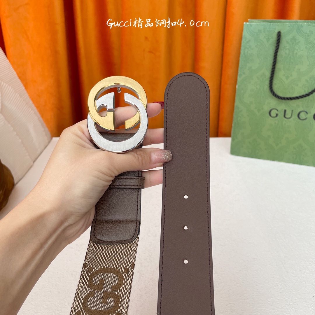 p200 顶级品质🎁配全套包装  Gucci 经典款进口原厂接花面 搭配原版皮底 精品钢扣 宽4.0 Cm  经典永不过时款 潮流大方 时尚百搭