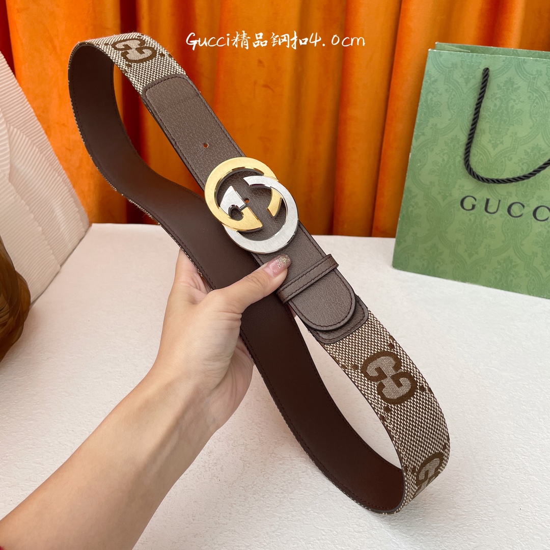 p200 顶级品质🎁配全套包装  Gucci 经典款进口原厂接花面 搭配原版皮底 精品钢扣 宽4.0 Cm  经典永不过时款 潮流大方 时尚百搭