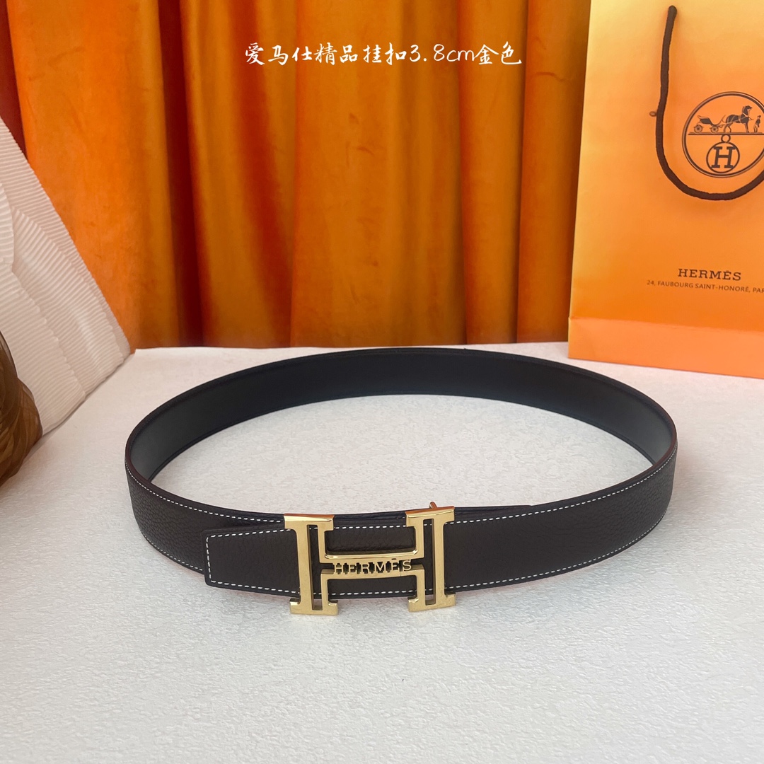 Hermès Women's Reversible Leather Belt with Gold Plated Buckle, 3.8cm 6 i1740472932 6171 4