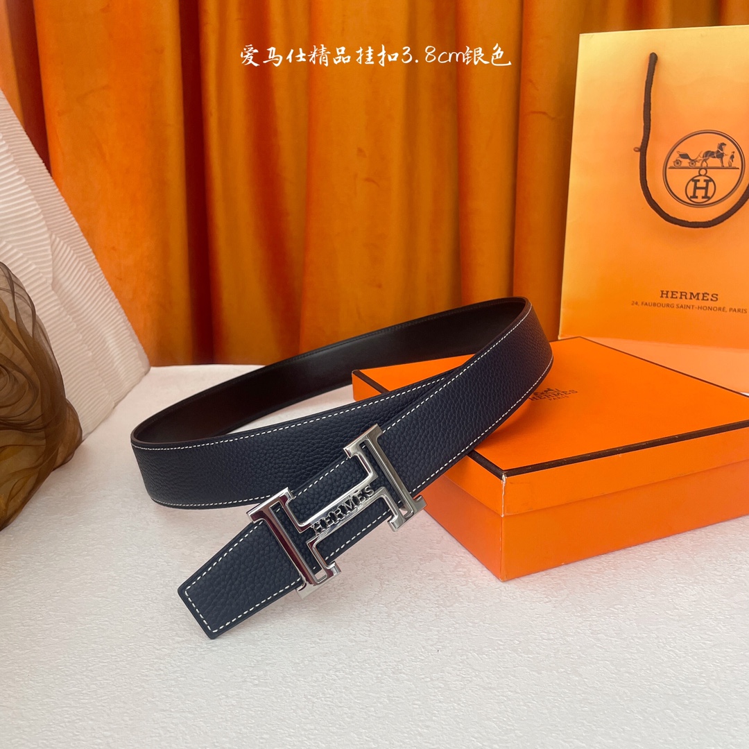 Hermès Dames Riem, 3.8cm Breed, Dubbelzijdig, Premium Beslag - Stijlvol & Duurzaam