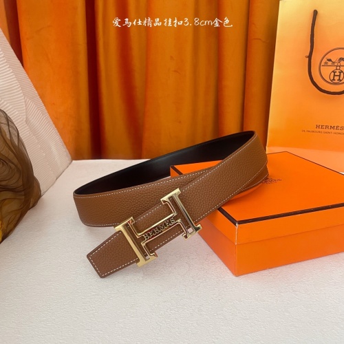 Elegante Cinturón de Cuero Reversible Hermes de 3.8cm para Damas 1 Elegante Cinturón de Cuero Reversible Hermes de 3.8cm para Damas