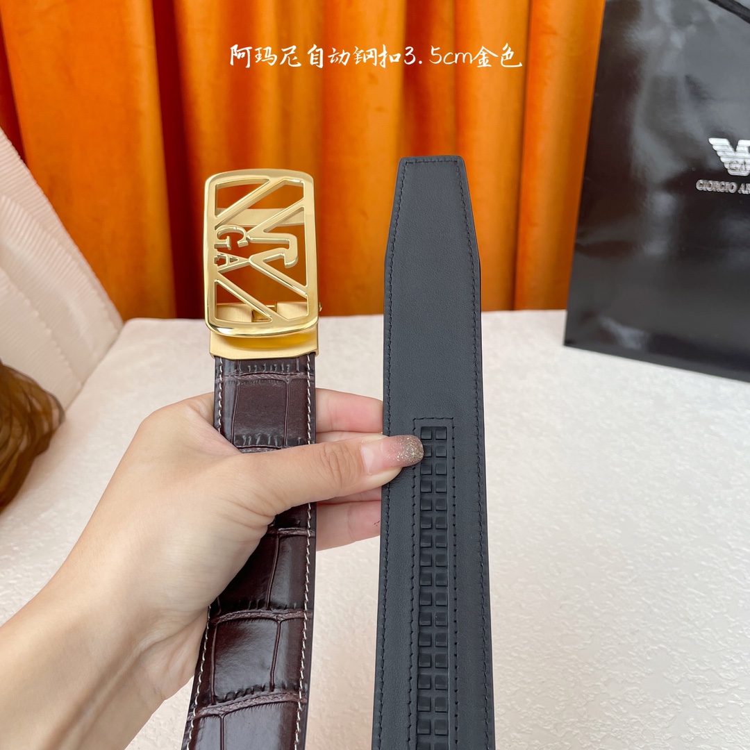 阿玛尼经典原单品质小牛皮搭配精品自动钢扣