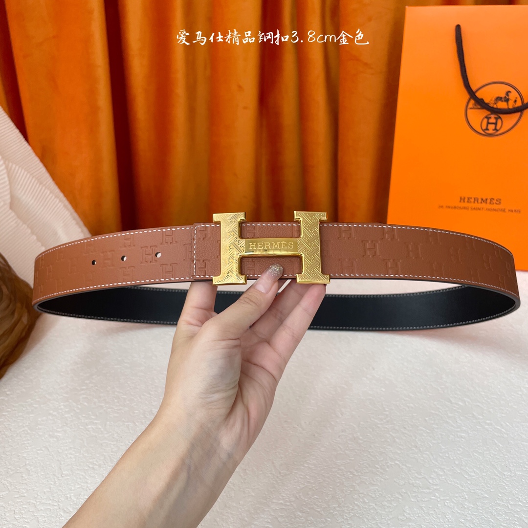 爱马仕Hermes 原单爱马仕宽3.8cm进口原版皮带身双面可两面用