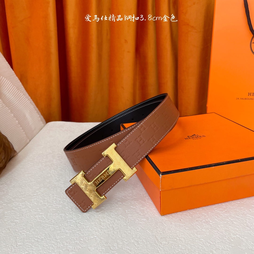 爱马仕Hermes 原单爱马仕宽3.8cm进口原版皮带身双面可两面用