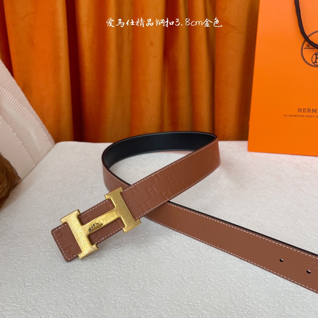 爱马仕Hermes 原单爱马仕宽3.8cm进口原版皮带身双面可两面用